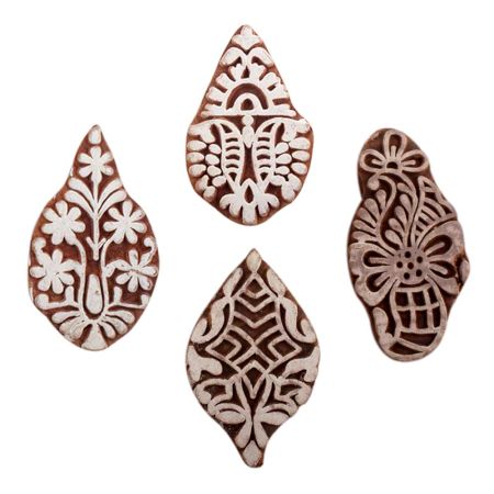 Set of 4 Piece New Mix Wooden Printing Blocks